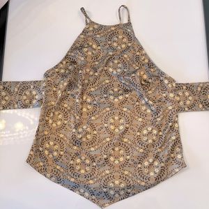 Free People - Floral Tie Back High Neck Tank Sz XS